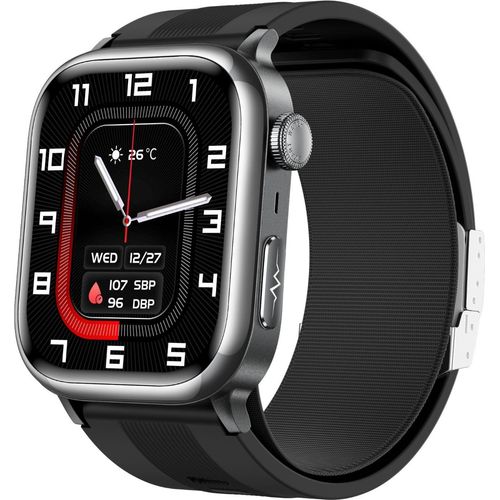 INF Smartwatch mit Blutdruckmessung, EKG & Bluetooth-Anruf, 2.06 Zoll Schwarz
