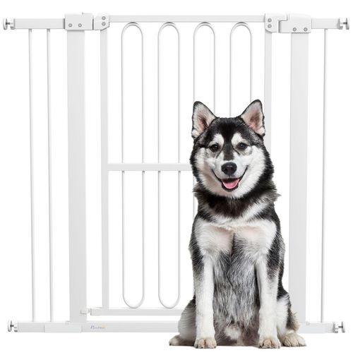 Türschutzgitter für Hunde 76-104 cm schließbar Treppengitter ohne Bohren Weiß