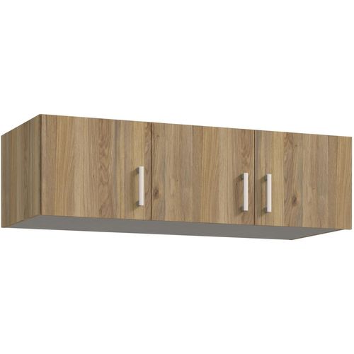 Schrankaufsatz FORTE, eiche, B:133,2cm H:38,1cm T:54,2cm, Möbelaufsätze, Schrankaufsatz, Schrankaufsatz, Stauraum, 3 Türen,Raumnutzung