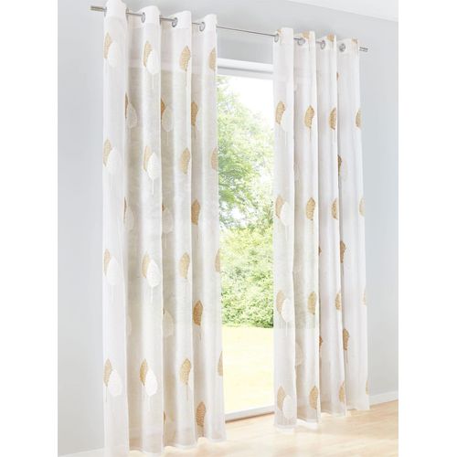 Gardine HEINE HOME Gr. 3, beige (sand), B:140cm H:225cm, Polyester, Gardinen