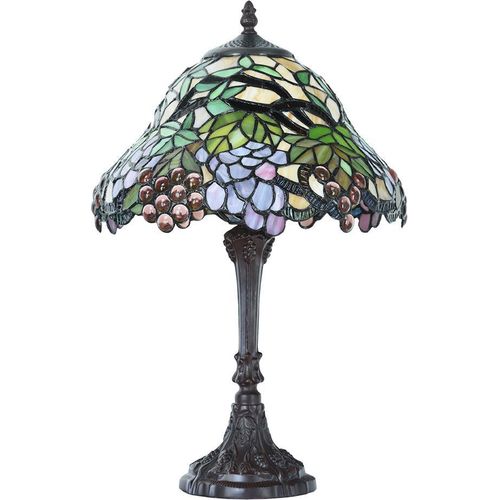 Clayre & Eef Tiffany Tischlampe Ø 30x48 cm Grün Blau Glas Obst