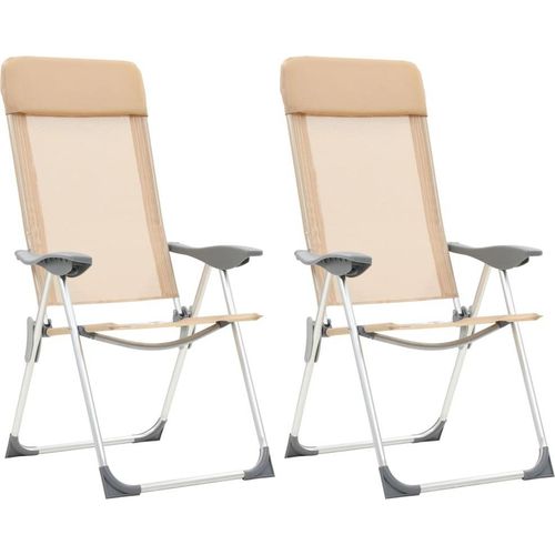 Prolenta Premium - Klappbare Campingstühle 2 Stk. Aluminium Creme