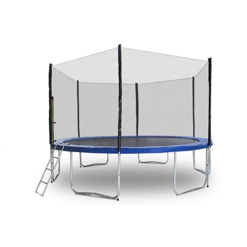 Trampolin-King 430cm Trampolin mit Sicherheitsnetz, Randabdeckung, Leiter, Blau MS-16531