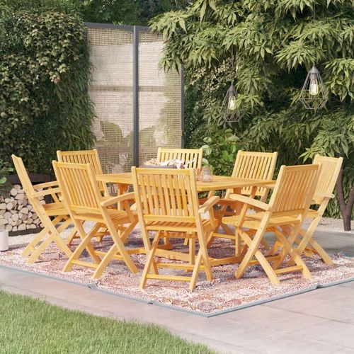 Möbel 9-tlg. Garten-Essgruppe Massivholz Teak - Balkonmöbel 3059576