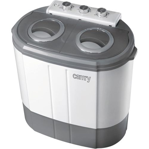 JUNG CAMRY CR8052 Mini Waschmaschine mit Schleuder weiss/grau, Waschautomat bis 3 KG , 2 Kammer Reisewaschmaschine, Miniwaschmaschine, Camping Mobile