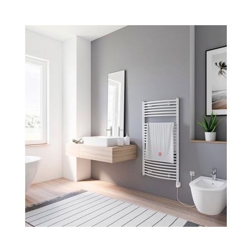 Elektrischer Handtuchwärmer SCHULTE Europa Heizstab rechts 60 x 113,5 cm 600 W mit Heizstab 3 regulierbar weiß
