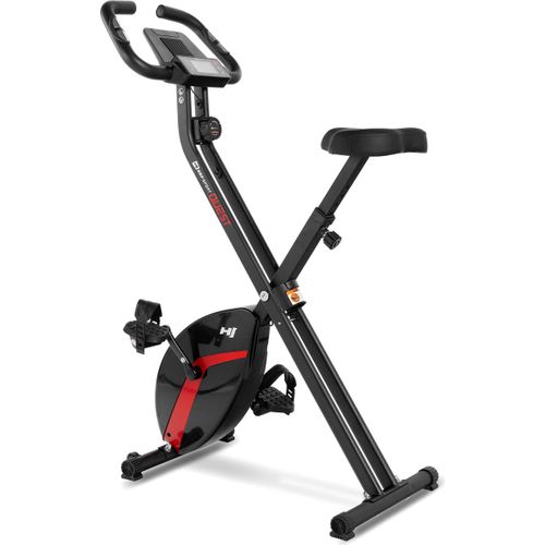 Hop-Sport Heimtrainer Fahrrad Quest - klappbares Fitnessbike Hometrainer mit Magnetwiderstand & 10 Widerstandsstufen, LCD-Display, Pulsmessung