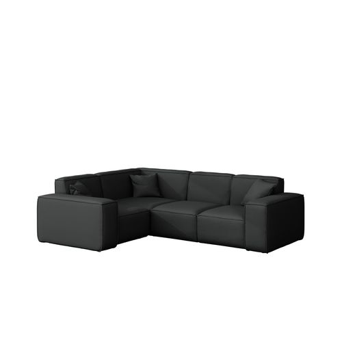 Garten Ecksofa SUMMER wetterfester Stoff NXL Schwarz kurzer Schenkel Links