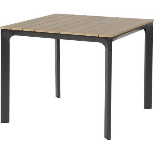 Tisch - Aluminium & Polywood - Teakoptik - 90x90x74cm