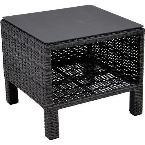 Beistelltisch offen - 50,5x51x44 cm - Korbgeflecht - Keramiktischplatte