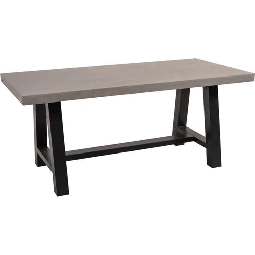 Tisch - 180x90x77 cm - Schwarzer Stahl - Polystone-Tischplatte