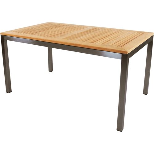 Tisch - 152x90 cm - Edelstahl -Teakholz