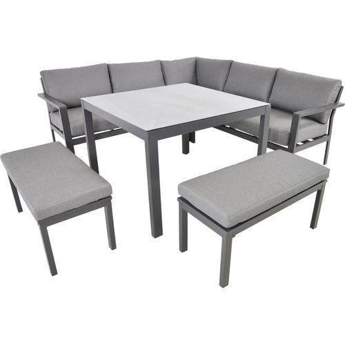 Lounge-Eckset - Aluminium - Grau - 4-teilig - 85x39x36cm