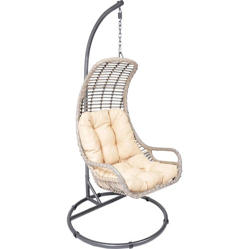 Relax Hängesessel - Ø102x205 cm - Dunkelbraun/Taupe - Stahl & Korbgeflecht