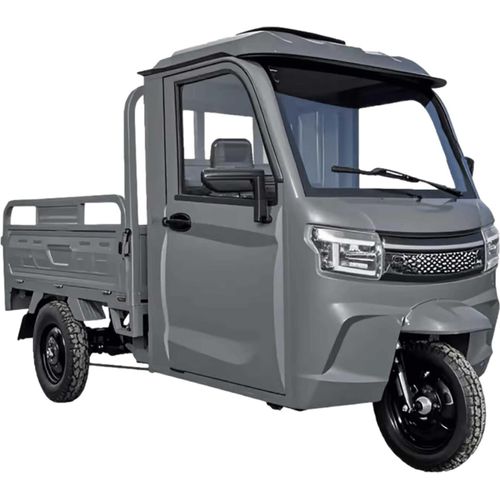 RocknBikes KH1 Grau 25km/h Version Elektro-Dreirad mit Kabine und manueller Kippmulde mit Straßenzulassung Akku 72V58Ah
