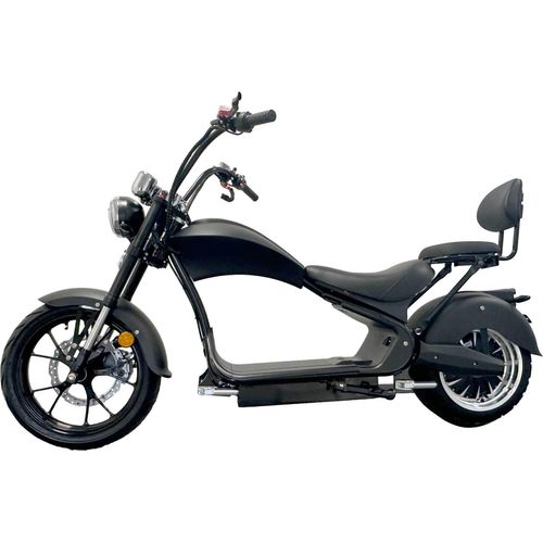 Rocknbikes RE10 MH3 Elektro-Chopper Schwarz-Matt 45km/h Alufelgen 3kW Akku 60V30Ah