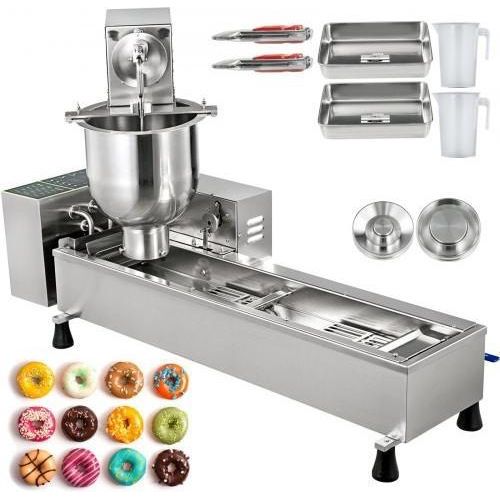 VEVOR Automatische Donut-Maschine, einreihig, automatischer Donut-Maker, 7 l Trichter, kommerzieller Donut-Maker mit 3 Formengrößen, kommerzielle Donut-Maker-Maschine, automatischer Donut-Maker aus Edelstahl 304