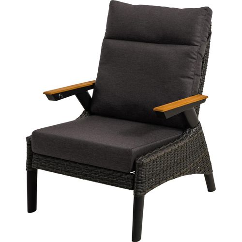 Loungesessel - 70x84x94 cm - Aluminium - Korbgeflecht - Olefin