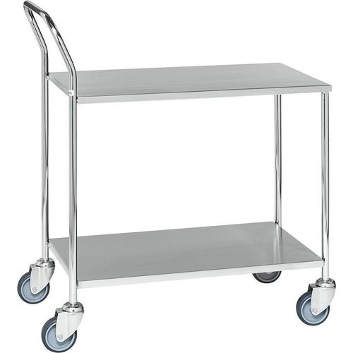 Servierwagen mit 2 Böden 840 x 430 x 970 mm, Traglast 150 kg, verzinkt