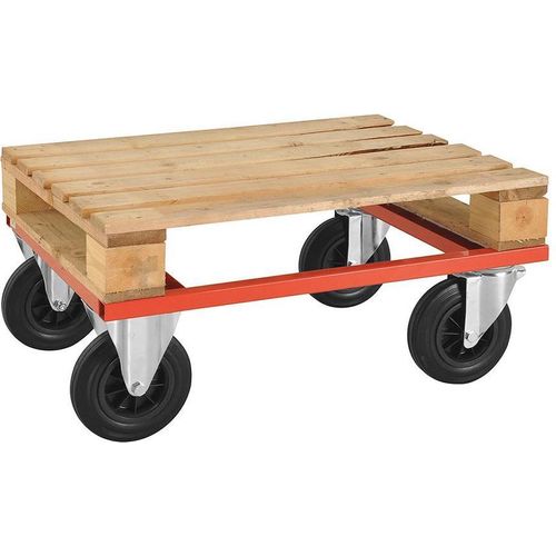 Paletten-Fahrgestell, niedrig, 800 x 600 x 270 mm, 800 kg - rot