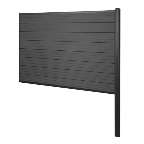WPC-Sichtschutz Sarthe, Zaun Windschutz, Alu-Pfosten zum Einbetonieren Erweiterungselement, 185cm anthrazit