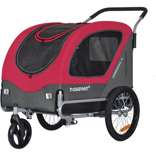 DOGGYHUT Large Fahrradanhänger & Hundebuggy 2 in 1 für Hunden bis 35kg Hundeanhänger Jogger Hundewagen mit Feststellbremse