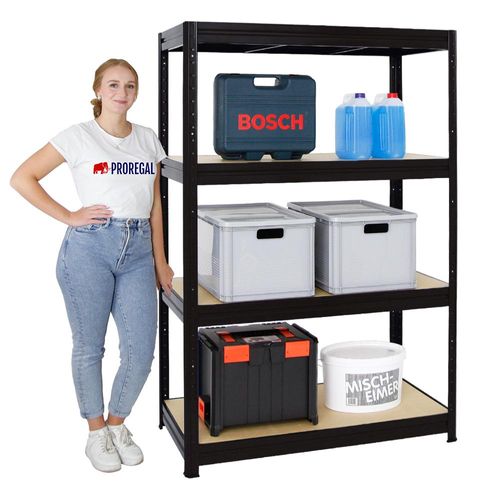 Schwerlastregal DINO | HxBxT 180x120x60cm | Fachlast 600kg | Schwarz