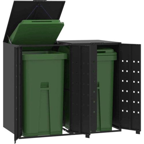 Mülltonnenbox für 2 Tonnen Schwarz 138x79x117 cm Stahl