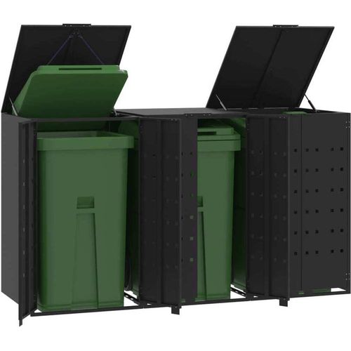 Mülltonnenbox für 3 Tonnen Schwarz 207x79x117 cm Stahl