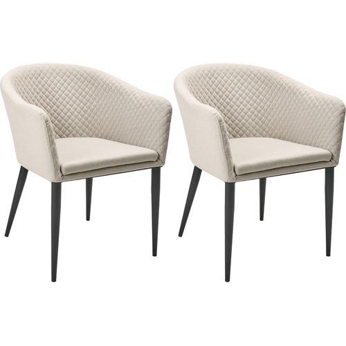 BELIANI Sessel 2er Set Beige Stoff Polsterbezug schnelltrocknend Aluminium Gestell Schwarz mit Armlehnen Indoor Outdoor Wohnzimmer Garten Terrasse Balkon
