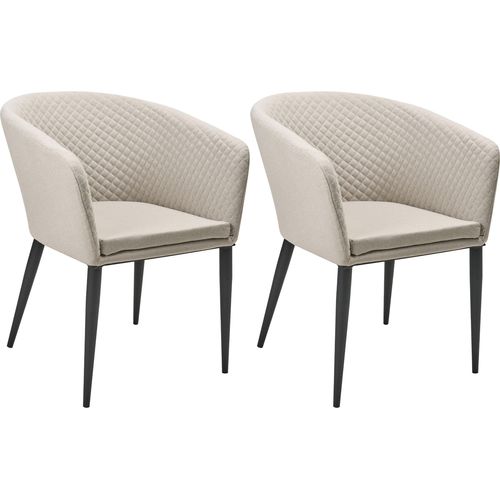 BELIANI Sessel 2er Set Beige Stoff Polsterbezug schnelltrocknend Aluminium Gestell Schwarz mit Armlehnen Indoor Outdoor Wohnzimmer Garten Terrasse Balkon