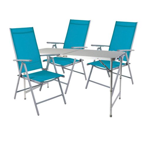 XXL 4-teiliges Campingmöbel Set Aluminium Textilen Petrol