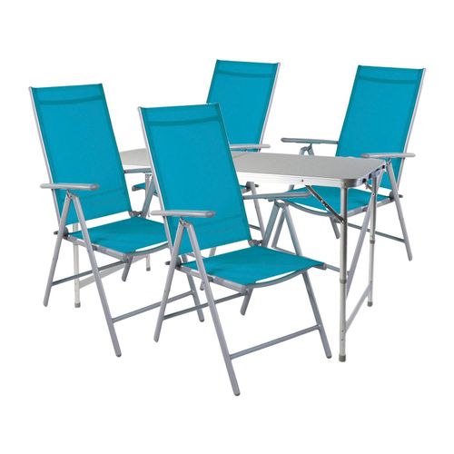 XXL 5-teiliges Campingmöbel Set Aluminium Textilen Petrol