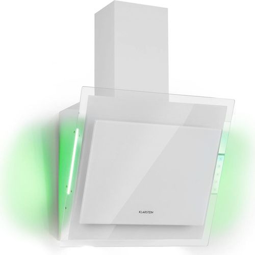 Klarstein Dunstabzugshaube Kopffrei, Abzugshaube, Dunstabzugshaube mit Aktivkohlefilter, Abluft Dunstabzugshaube, Aluminium-Fettfilter, Leiser Umluftbetrieb, 550 m³/h, 65 Watt, LED, 60 cm, Weiß