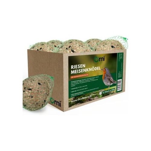 Orni Ganzjahres Riesenmeisenknödel mit Sonnenblumenkernen 500g, mit Netz ohne Folie 12 Stück