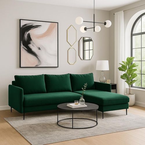 GUTTO Ecksofa BELLISSIMA Schlafsofa Gruen mit Schlaffunktion Sofa Velour Samt mit Bettkasten und Stauraum