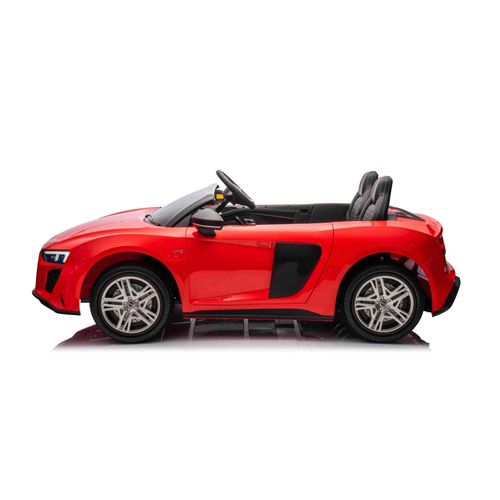 Elektrisches Kinderauto Audi R8 SPYDER Zweisitzer 24V, rot, MP3-Player mit USB/AUX und Bluetooth, Batterie 24V/14Ah, 2 x 200W Motoren, EVA-Räder mit Hinterradfederung, verstellbare Ledersitze, Fernbedienung, lizenziert