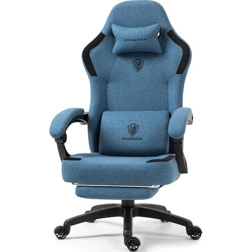 Gaming Stuhl Stoff mit Massage und Fußstütze Blau 150 kg