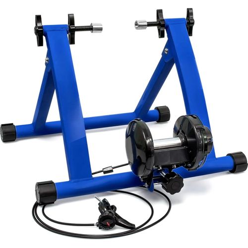 Indoor Fahrradtrainer – 6 Gänge, faltbar & robust mit Vorderradstütze & Stahlgestell, Fahrrad Rollentrainer
