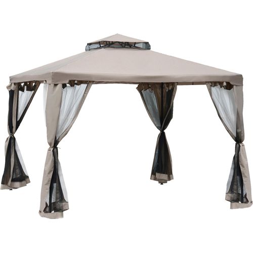Gartenpavillon 3x3m mit 4 Seitenwänden, wetterfest, Metall & Polyester, ideal für Gartenpartys & Veranstaltungen, Grau