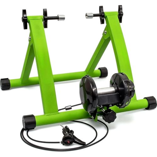 Indoor Fahrradtrainer – 6 Gänge, faltbar & robust mit Vorderradstütze & Stahlgestell, Fahrrad Rollentrainer