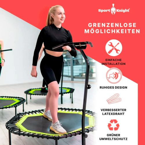 Deluxe Fitness Trampolin mit Griff, 3-stufig höhenverstellbar, mit Schaumstoff ummantelt, strapazierfähig