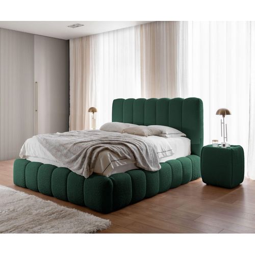 Polsterbett CHLOE 180x200 cm - mit Bettkasten, Doppelbett mit Stauraum und Lattenrost, Boxspringbett-Optik, Bett ohne Matratze, Schlafzimmer - Dunkelgrün
