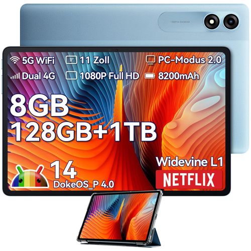 Blackview Tab 90 Tablet 11 Zoll, Android 14 Tablet, 24GB RAM+128GB ROM(2TB TF), 4G Dual SIM , Gaming Tablet 8200mAh Akku, Dual Kamera, Widevine L1