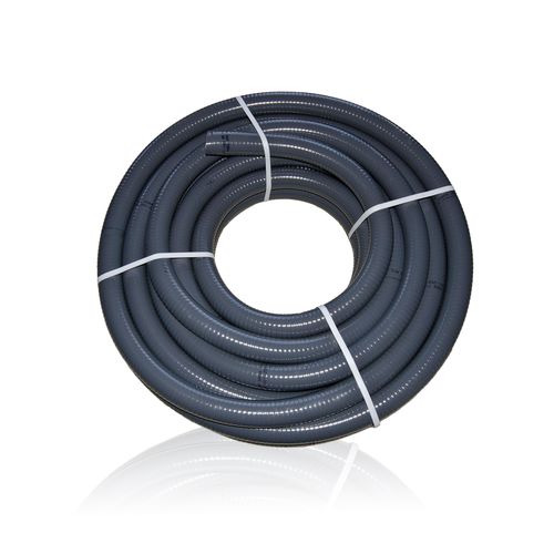PVC Flexschlauch Klebeschlauch Flexrohr grau 25m AD 50mm unterirdisch verlegbar für Pool Teich Schwimmbad - (25 m)