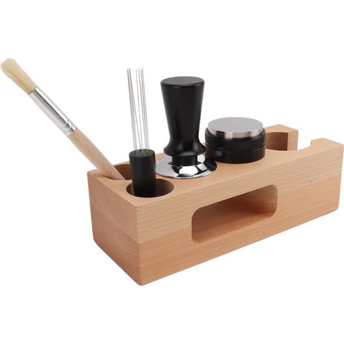 Kaffeestampfer Station 58mm Kaffeefilter Tamper Halter hölzerne Basis mit Anti-Rutsch-Matte für Home Cafe