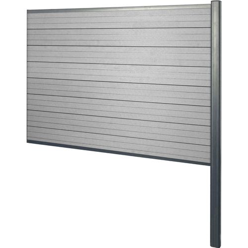 WPC-Sichtschutz Sarthe, Zaun Windschutz, Alu-Pfosten zum Einbetonieren Erweiterungselement, 185cm grau