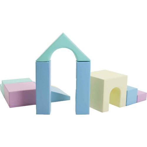 IGLU Soft Play Softbausteine Schaumstoffbausteine Riesenbausteine Bauklötze Spielbausteine mit Anti-Rutsch 10 TLG. Helles Pastell