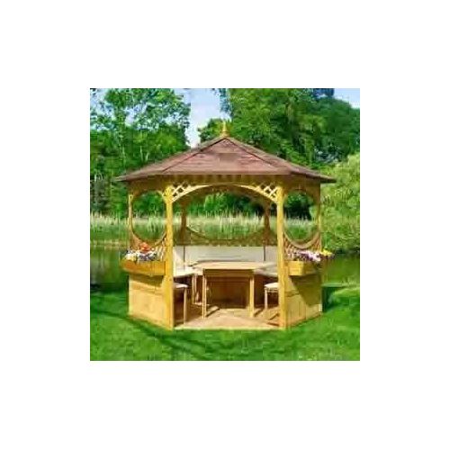 Pavillon 'Palma' mit Bitumenschindeldach Promadino Blickfang Garten Dach Wetter