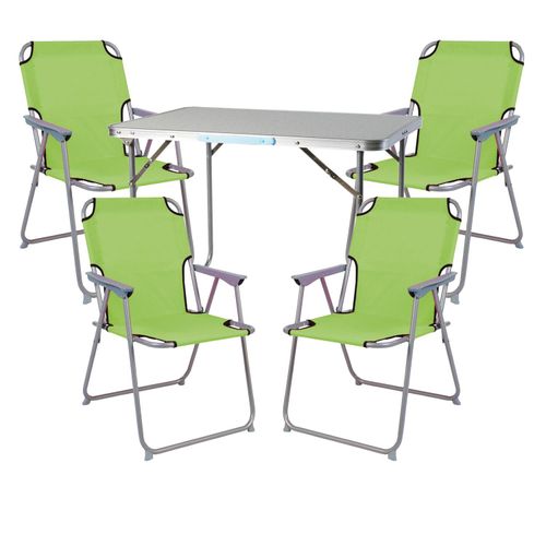 5-teiliges Campingmöbel Set Alu L80xB60xH68cm Limegrün